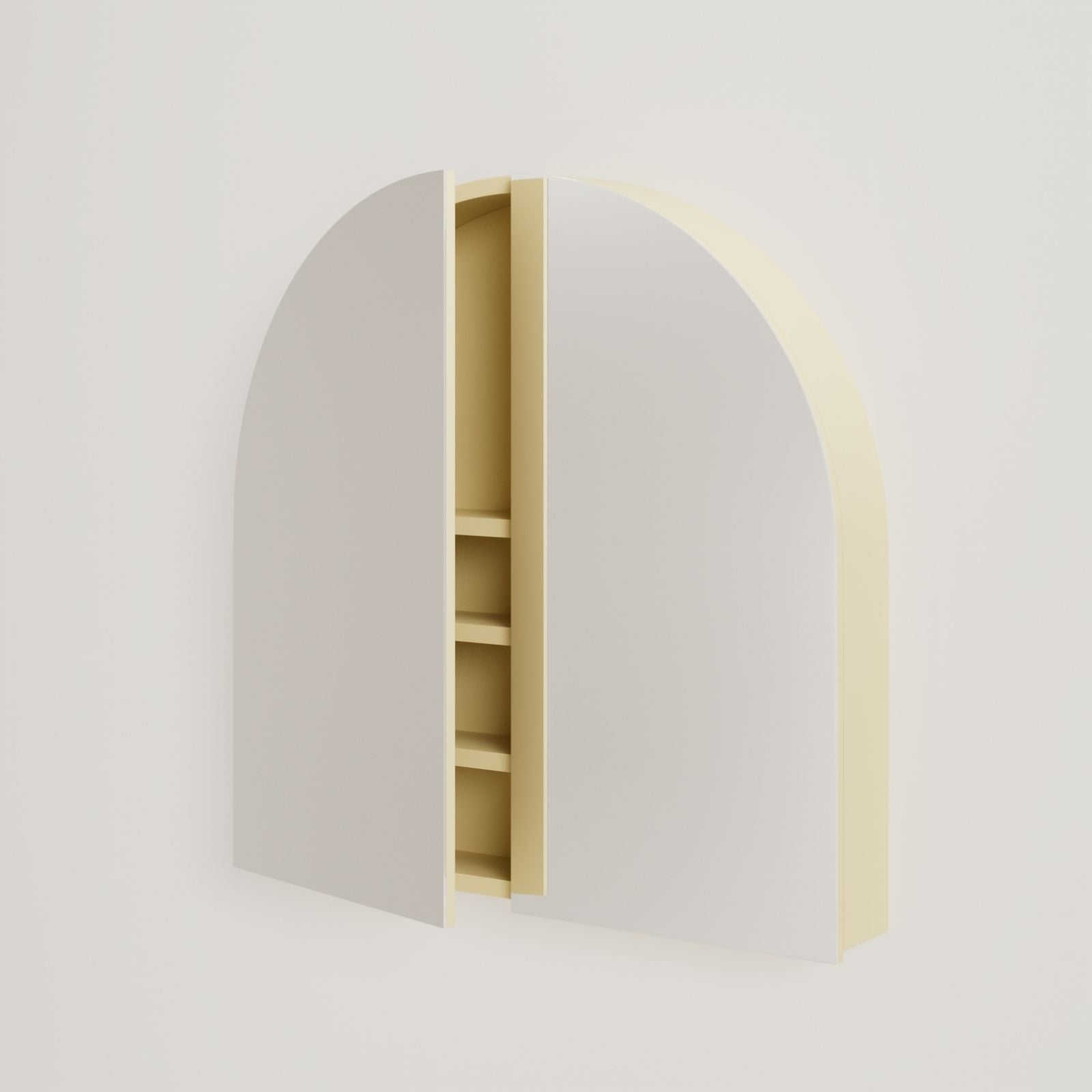armoire de toilette miroir pola 80 cm jaune porte ouverte rangement