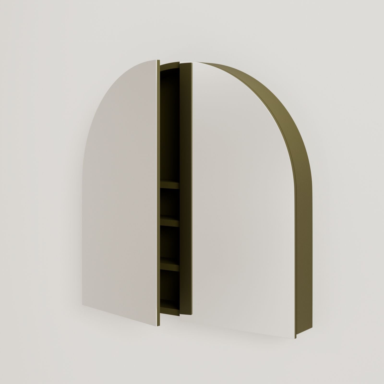 armoire de toilette miroir pola 80 cm kaki porte ouverte rangement