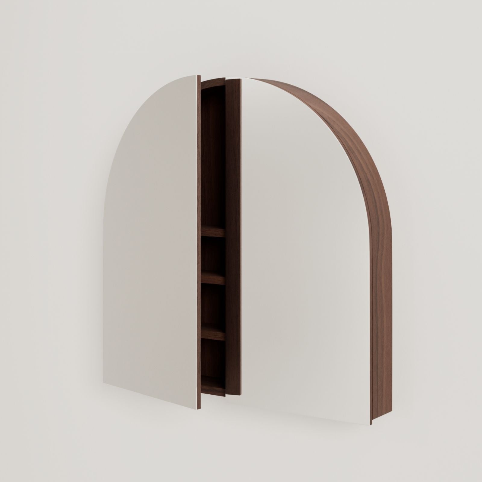 armoire de toilette miroir pola 80 cm noyer porte ouverte rangement