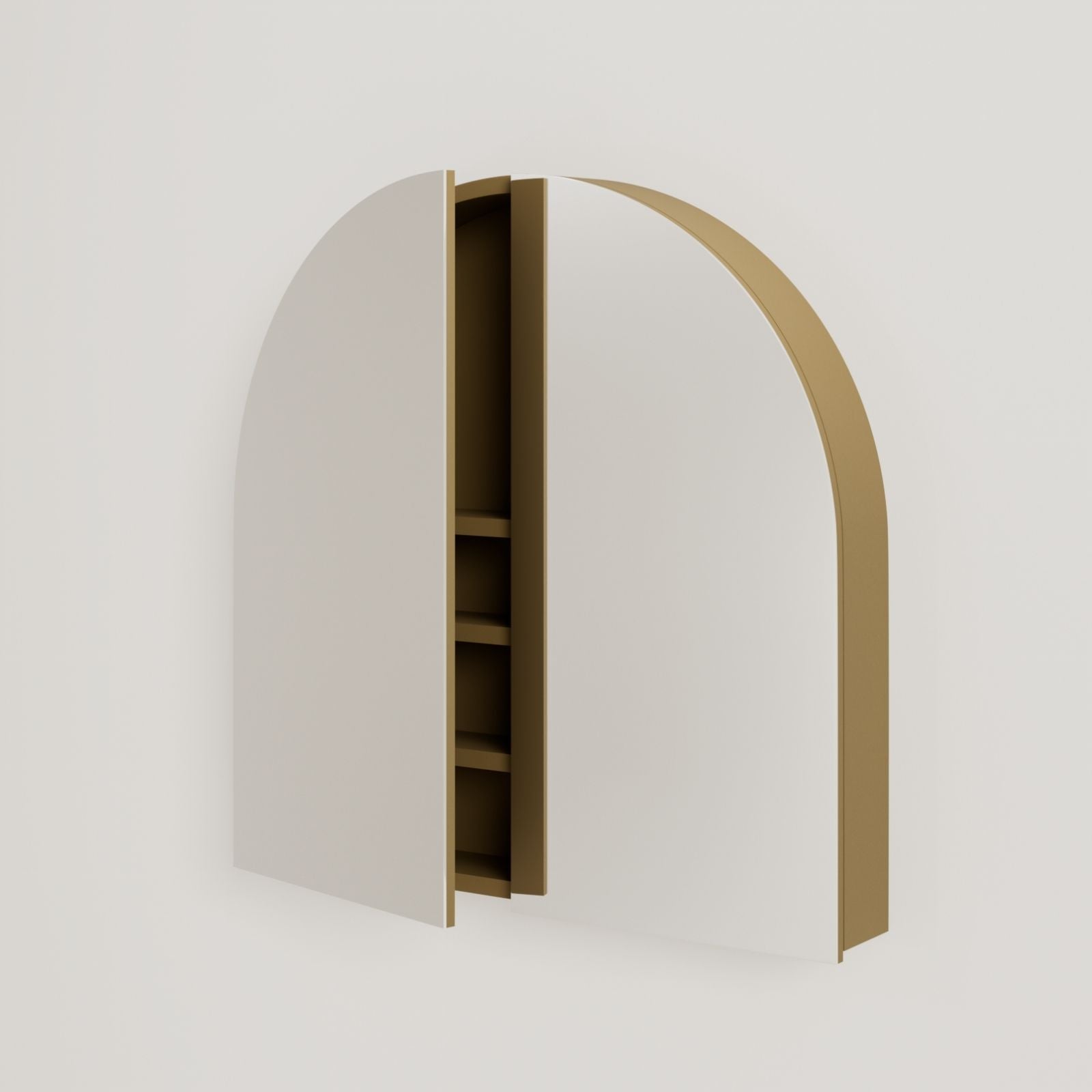 armoire de toilette miroir pola 80 cm ocre porte ouverte rangement