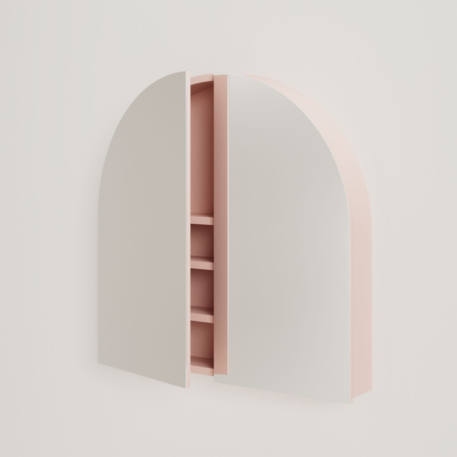 armoire de toilette miroir pola 80 cm rose porte ouverte rangement