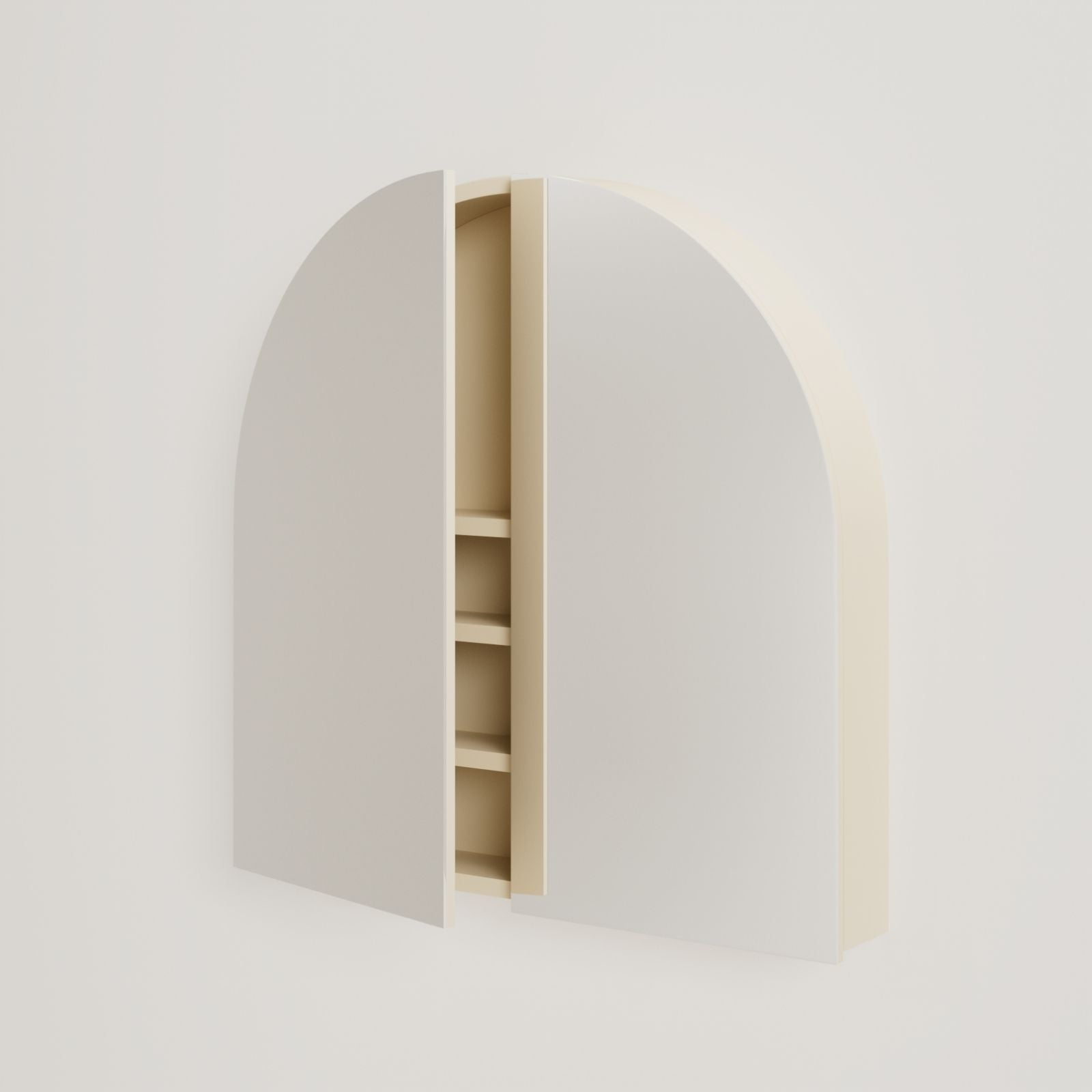 armoire de toilette miroir pola 80 cm sable porte ouverte rangement
