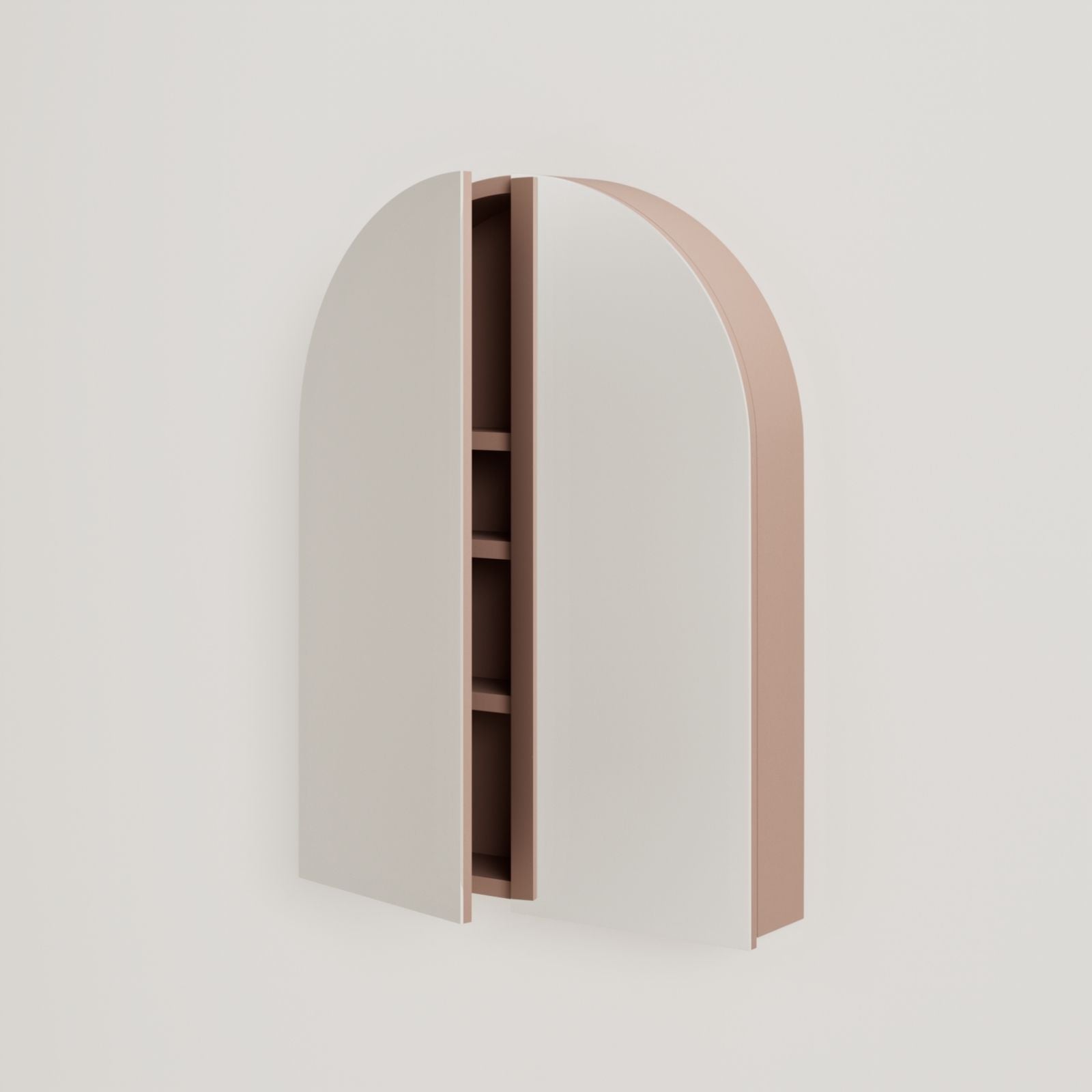 armoire de toilette miroir pola 60 cm argile porte ouverte rangement