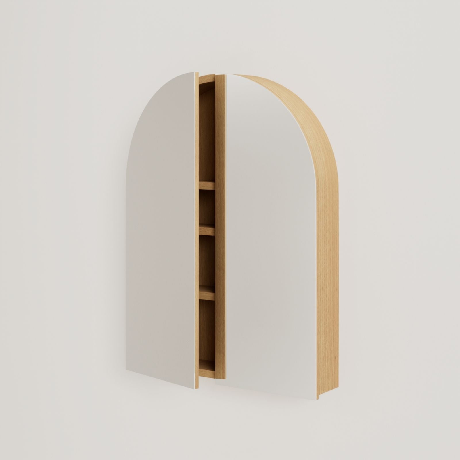 armoire de toilette miroir pola 60 cm chêne porte ouverte rangement