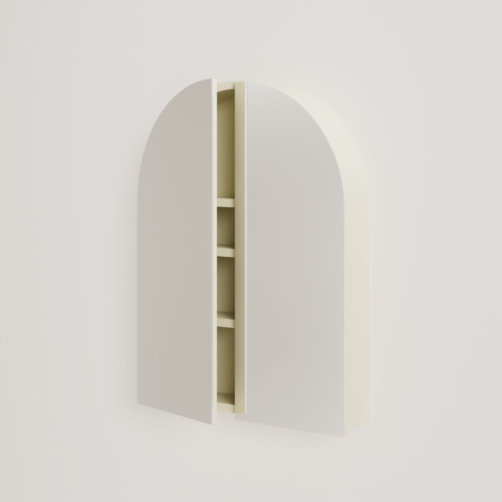 armoire de toilette miroir pola 60 cm coquille porte ouverte rangement