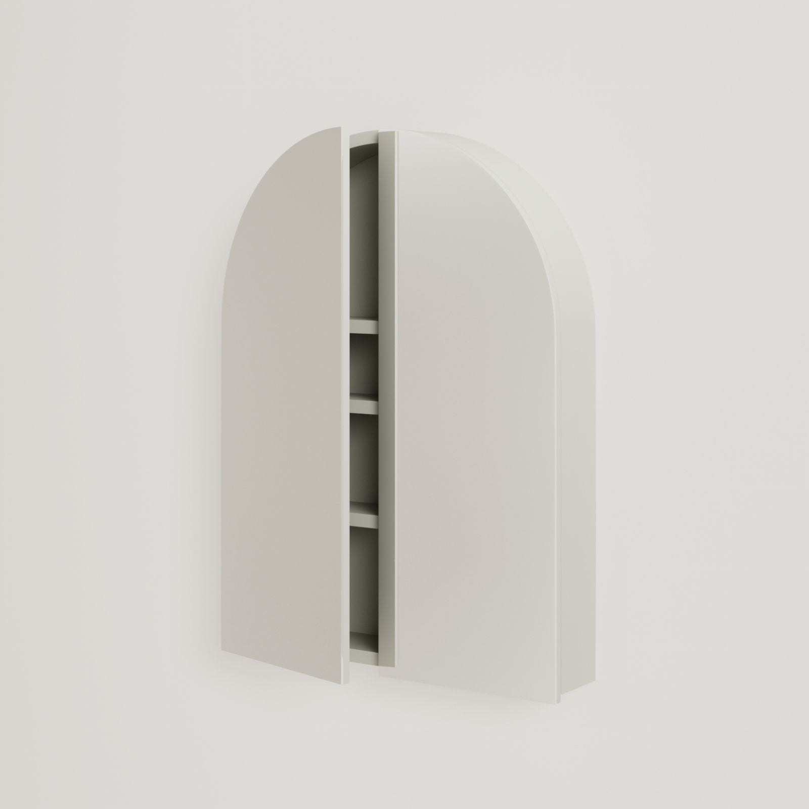 armoire de toilette miroir pola 60 cm craie porte ouverte rangement