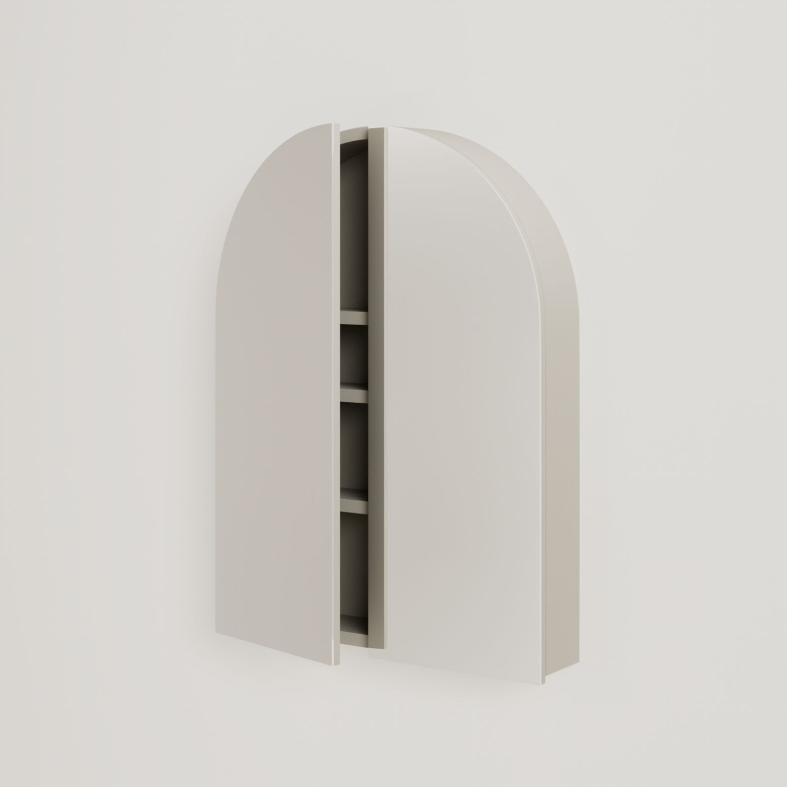 armoire de toilette miroir pola 60 cm greige porte ouverte rangement