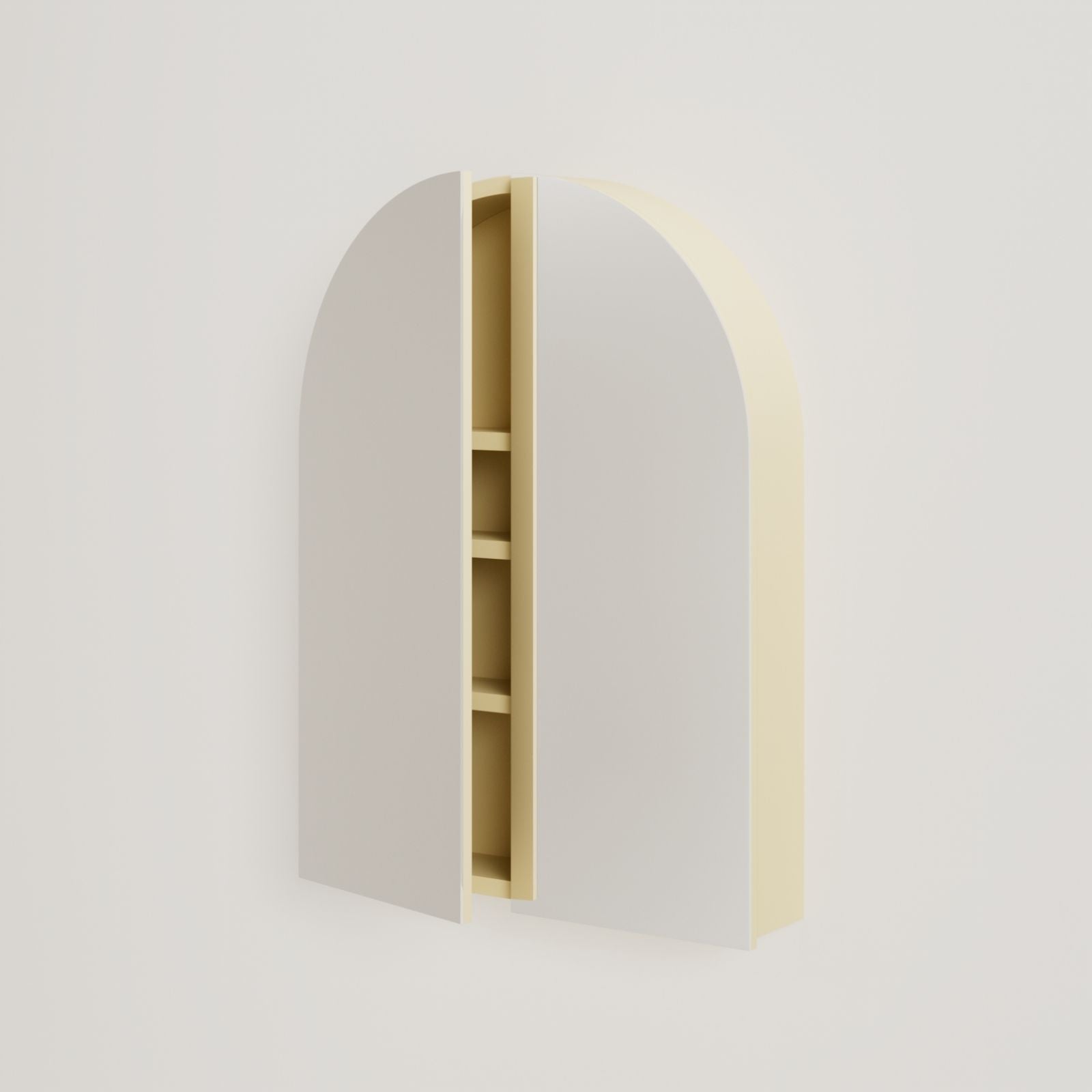 armoire de toilette miroir pola 60 cm jaune porte ouverte rangement