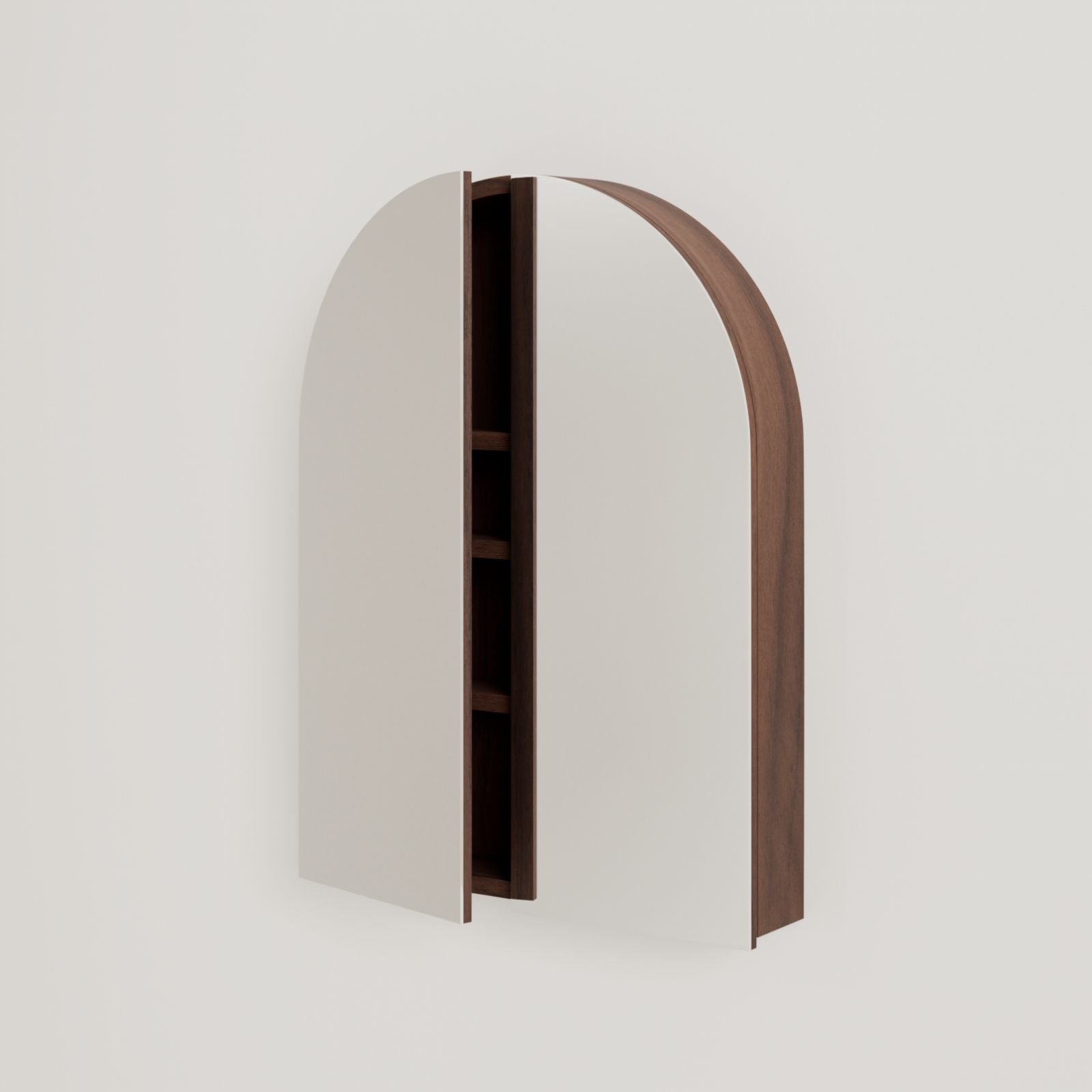 armoire de toilette miroir pola 60 cm noyer porte ouverte rangement