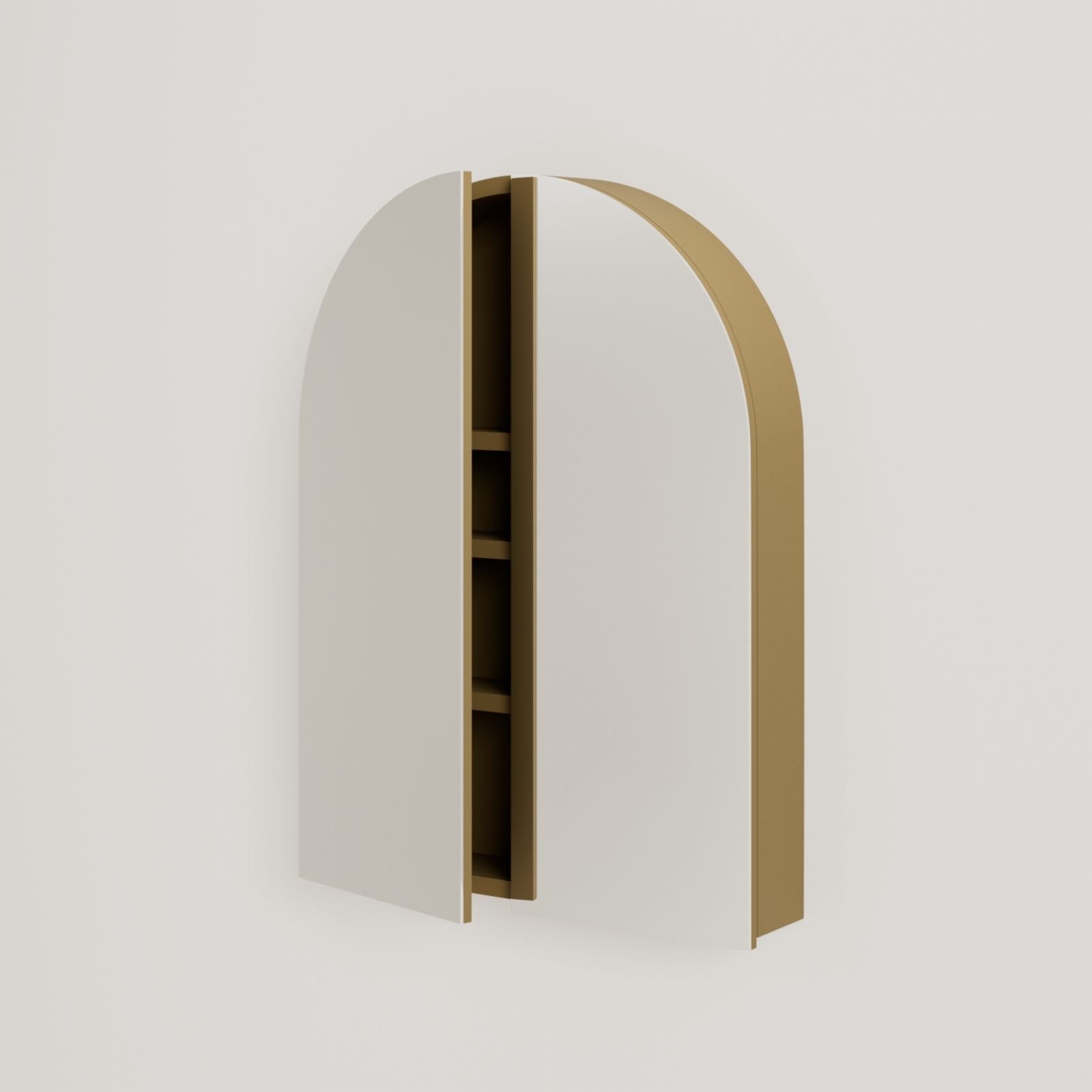 armoire de toilette miroir pola 60 cm ocre porte ouverte rangement