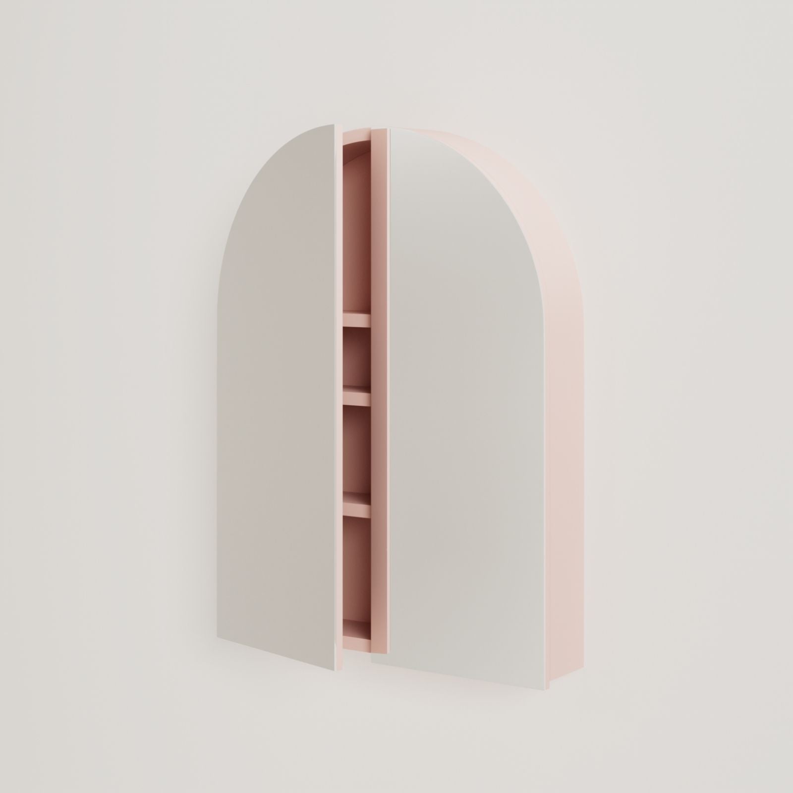 armoire de toilette miroir pola 60 cm rose porte ouverte rangement