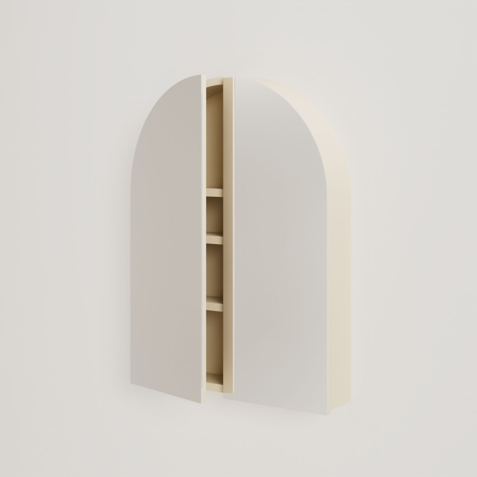 armoire de toilette miroir pola 60 cm sable porte ouverte rangement