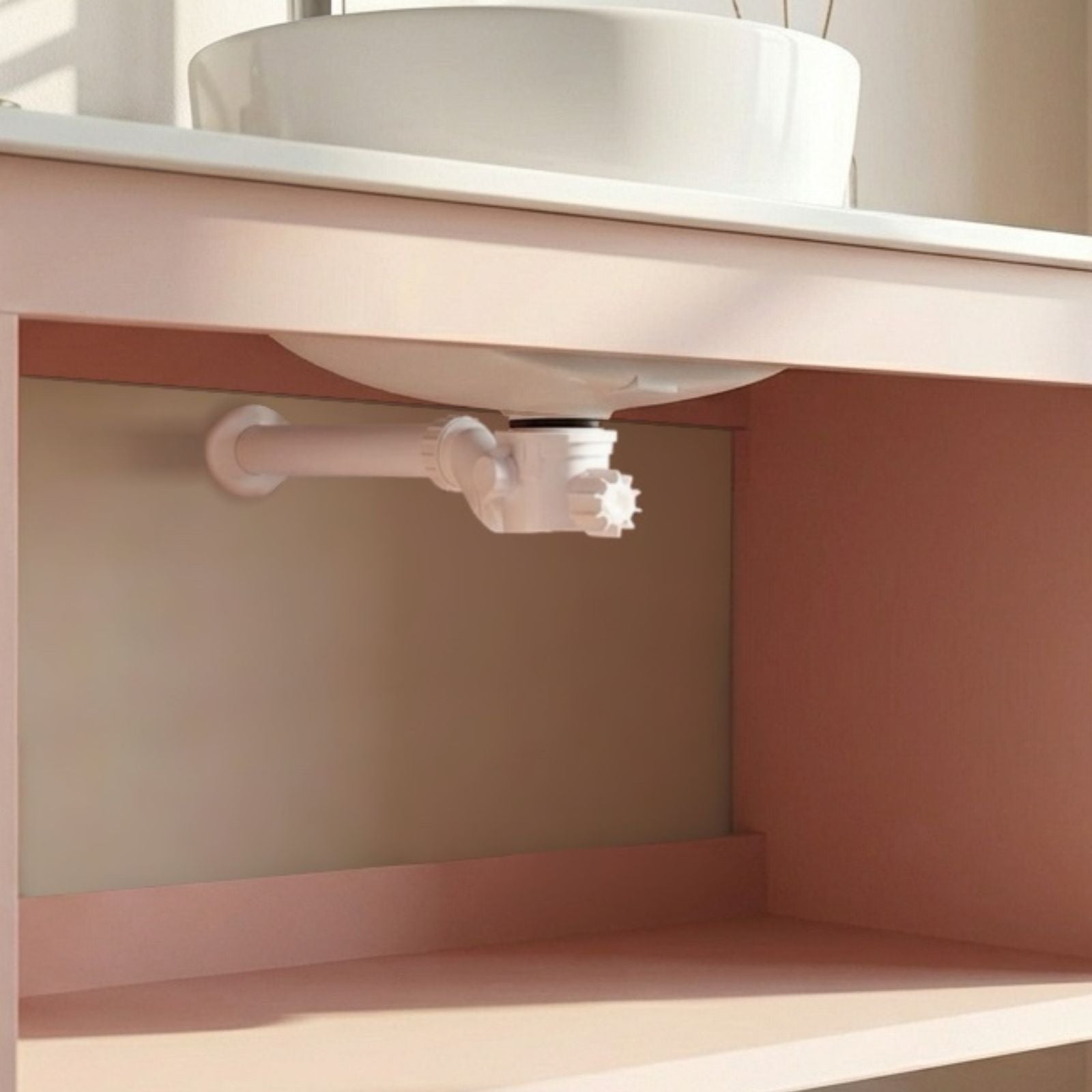 siphon extra plat installé sous vasque