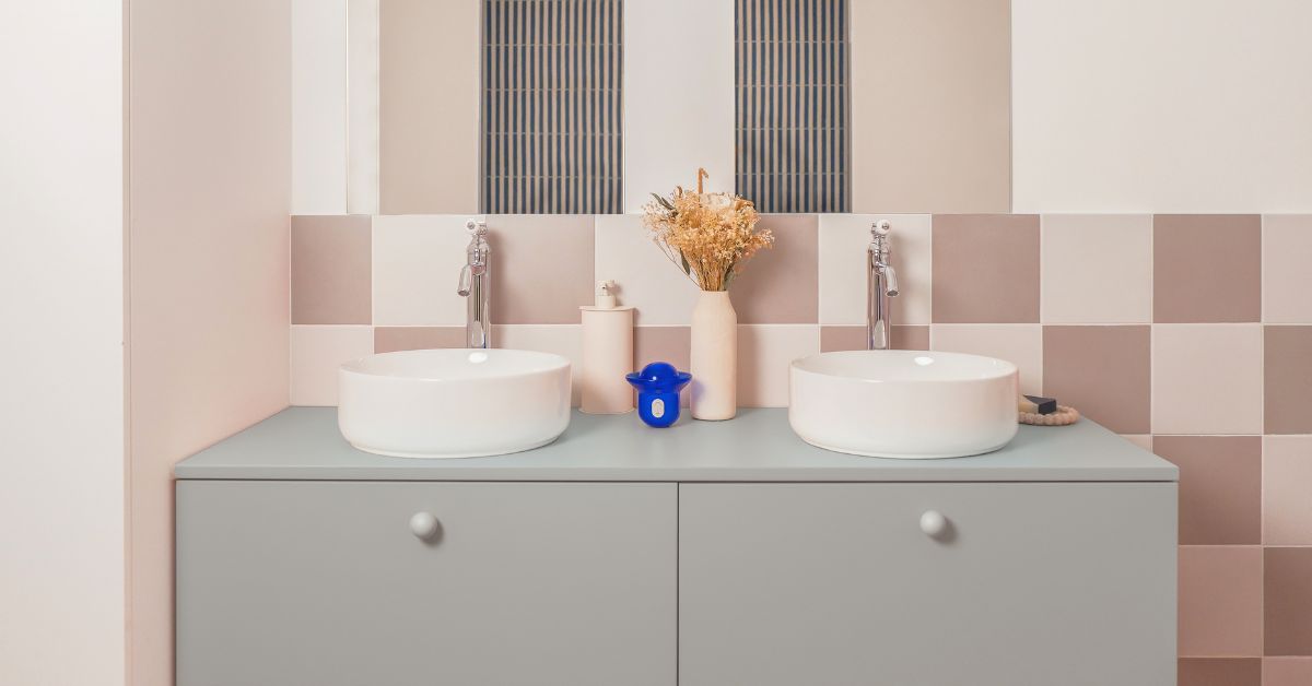 meuble double vasque familiale bleu